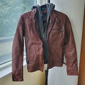 100% leather brown jacket